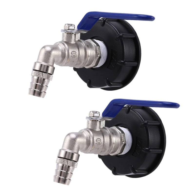 

2X IBC Ball Outlet Tap Tank 3/4 Inch Food Grade Drain Adapter 1000L Tank Rainwater Container Brass Hose Faucet Valve