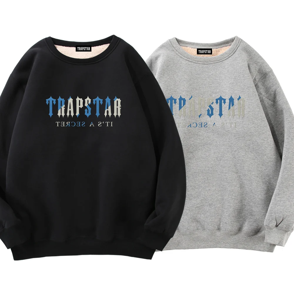 TRAPSTAR 2023 Brand Men and Women Classic Casual Fashion Trend Plush Pullover for Simple Street HIP-HOP100% Cotton Long Sleeve