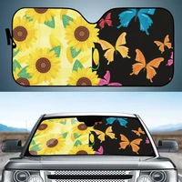 car sunshade sunflower with butterfly stitching design uv sun car accessories universal car windshield durable gloss sunshade