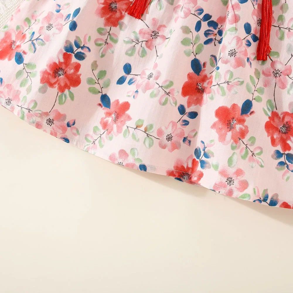 Детская юбка в китайском стиле милые летние цветы Бабочка со стоячим воротником