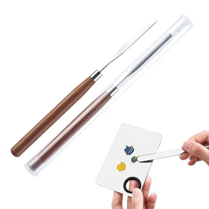 

Смешивание гель-лака для ногтей, искусственный инструмент для дизайна ногтей из нержавеющей стали, деревянная ручка, палитра для дизайна ногтей, палочка для маникюра