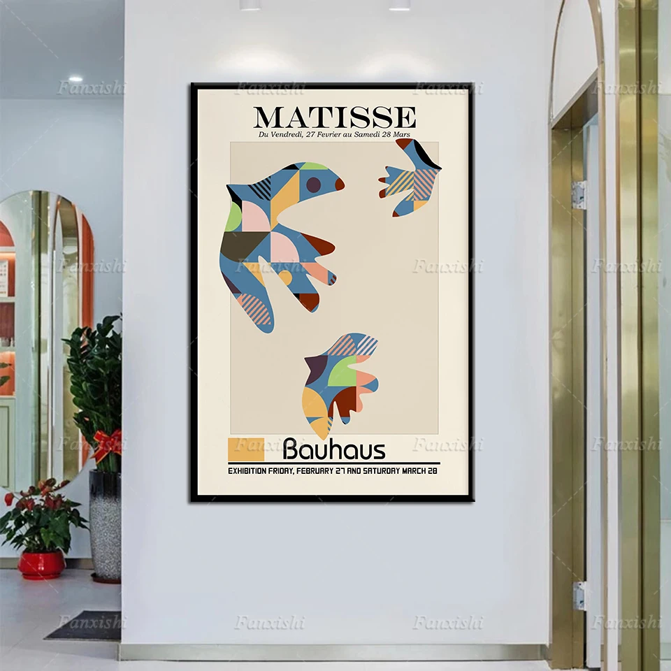 

Bauhaus Print Matisse Contour Poster, Wall Decor Abstract Mid Century Modern Poster In Minimalist Style Wall Art Canvas Painting