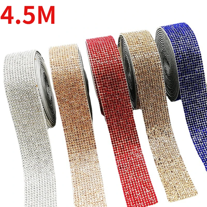 

4.5M Sticker Rhinestone Strip Decoration Hot Drill Strip Crystal Diamond Sticker Long Strip Self-adhesive Rhinestone Strip