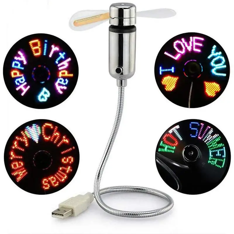 

USB Fan Led RGB Light Programmable Fans Flexible Gooseneck Diy Message Mini Usb Cooling Cooler For Pc Laptop Notebook Desktops