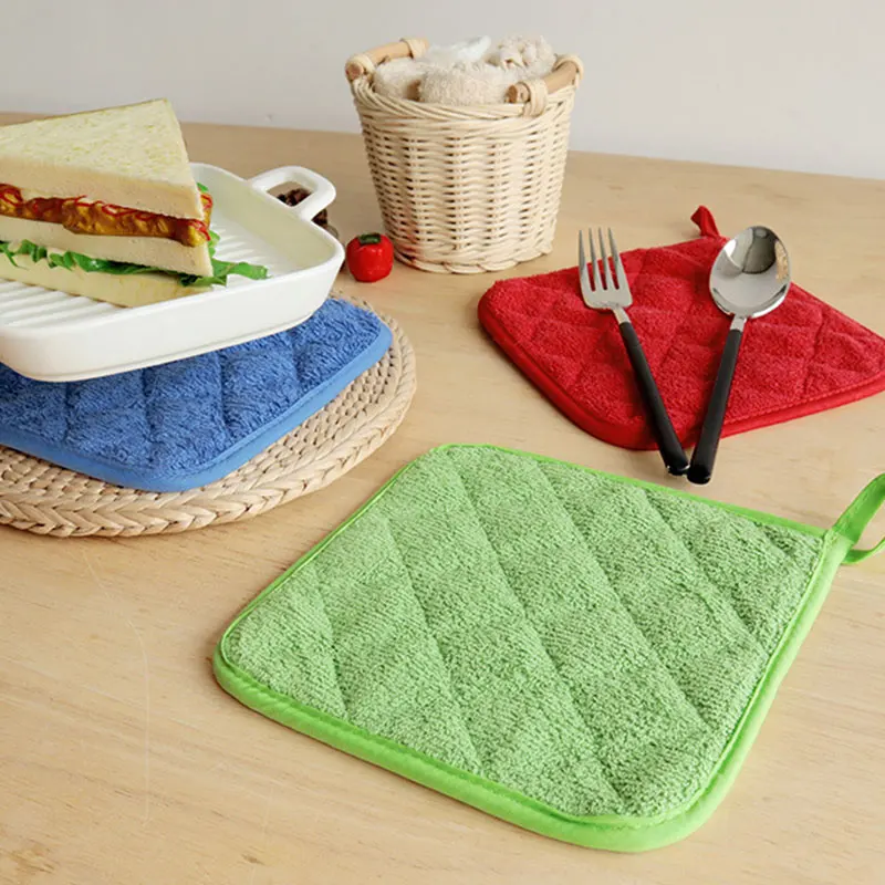 

Kitchen Placemats Pot Holder Towel Cloth Cotton Table Toweling Heat Insulation Mat Microwave Glove Pan Oven Resistant Bakeware