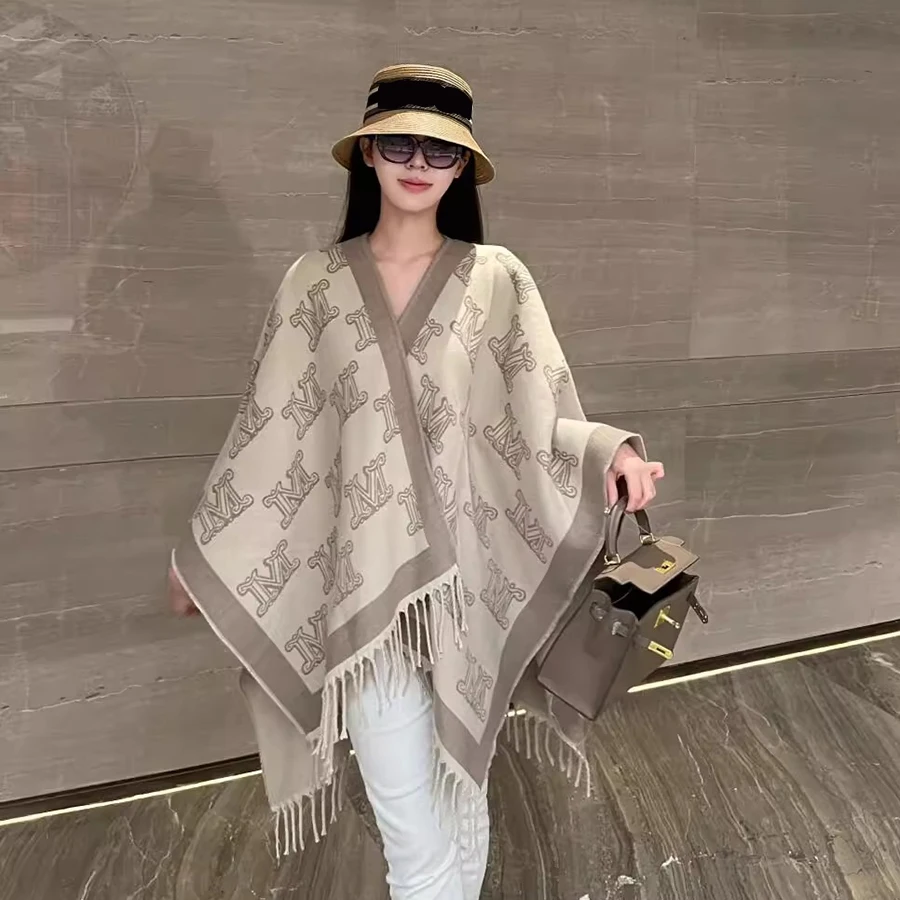 Модная элегантная шерстяная накидка пальто длинный женский плащ на весну осень и