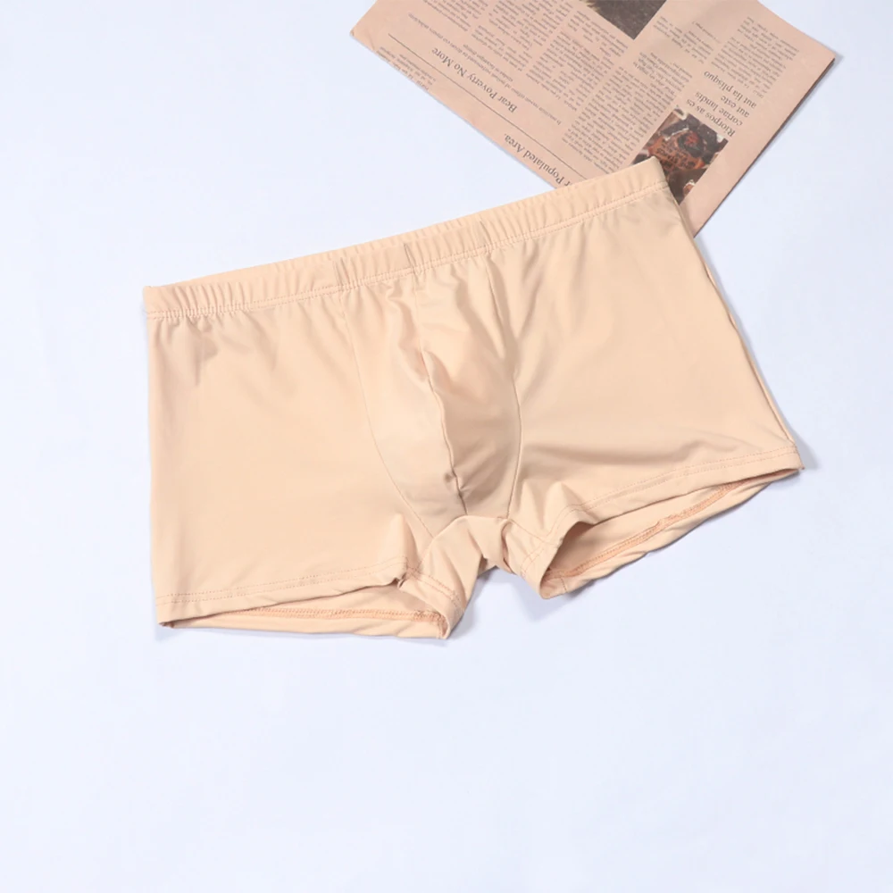 

Hot Boxershorts Men Smooth Ice Silk Boxer Briefs Men's Pouch Underwear Shorts Sleep Bottoms Trunks Underpants Sexy Lingerie