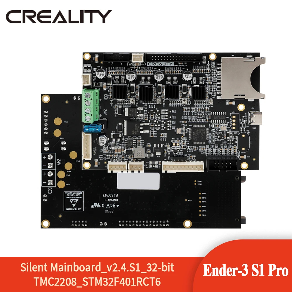 

Материнская плата Creality Ender-3 S1 Plus /Ender-3 S1 Pro, бесшумная материнская плата V2.4 32 Bit TMC2208 STM32F401RCT6, детали для 3D-принтера