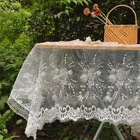 white lace table cloth wedding party decor pastoral translucent table cover vintage embroidered tablecloth home decor 130x200cm