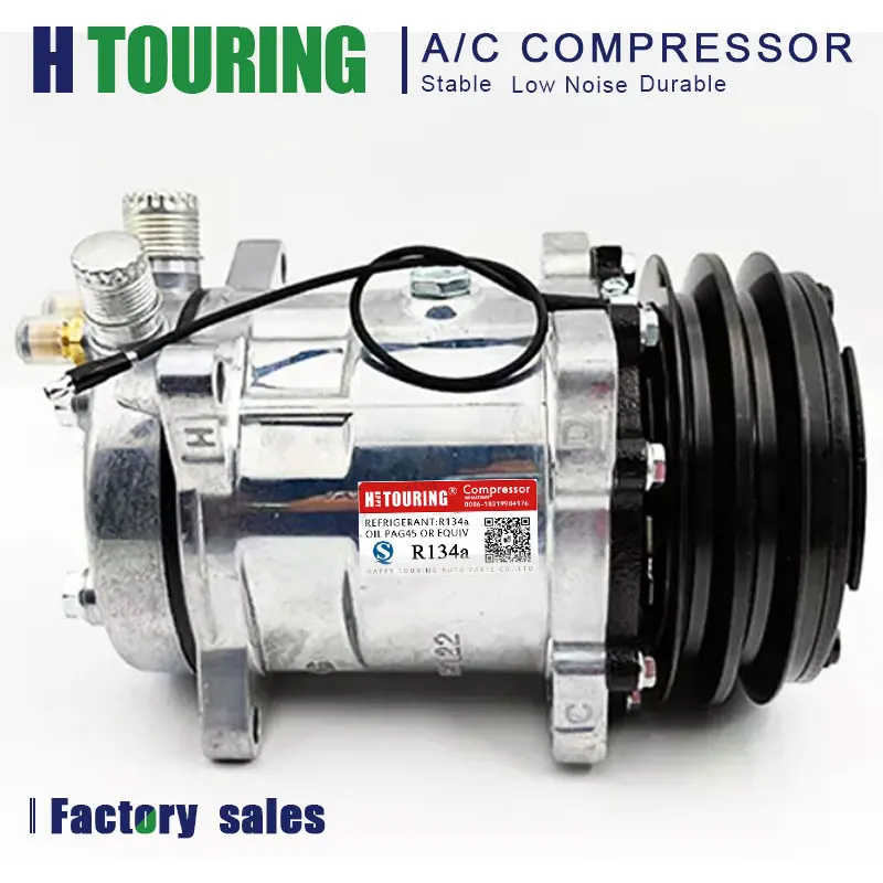 Car Air Conditioning Conditioner AC Compressor 508 SD508 5h14 Tractor Excavator Heavy Duty Truck 12V 24V 2 Groove V Blet Pulley