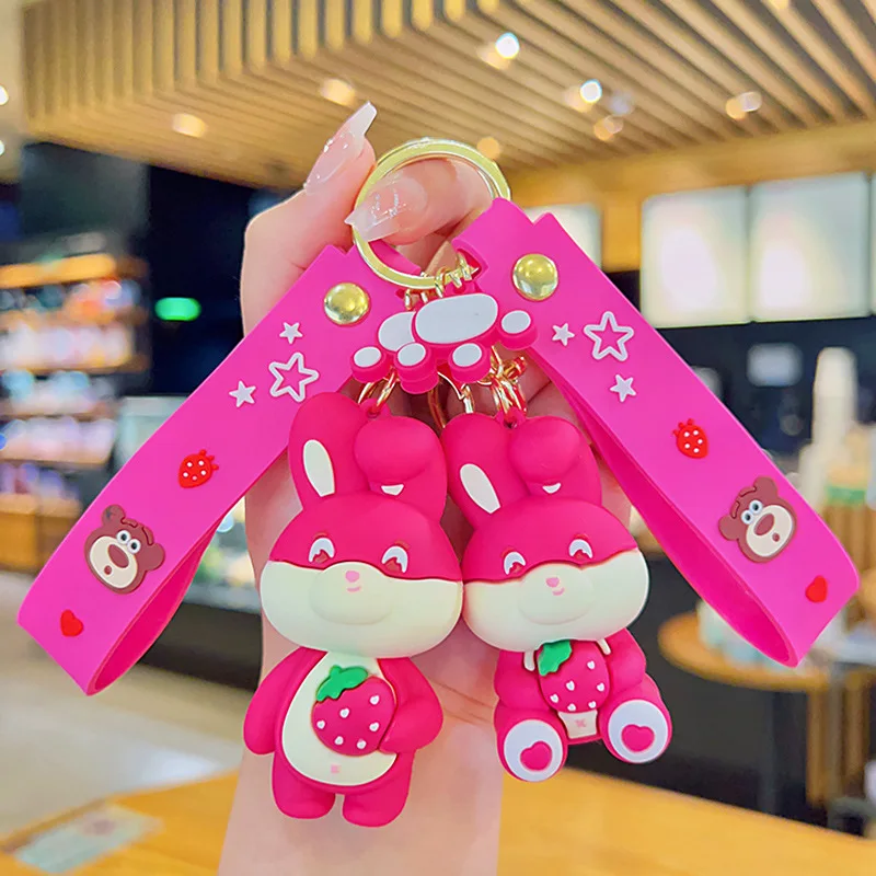 

Cute Lotso Rabbit Key Chain Fox Bunny Keychain Fashion Creative Doll Bag Pendant Holiday Car Key Ring For Girl Accessories Gift