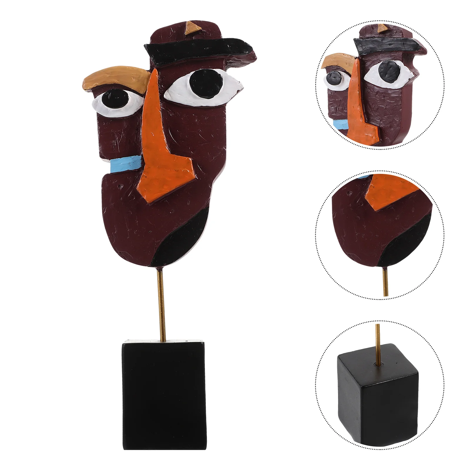 

Abstract Bookshelf Figure Resin Face Statue Human Figurine Craft Vintage Adornment Modern Home Decor