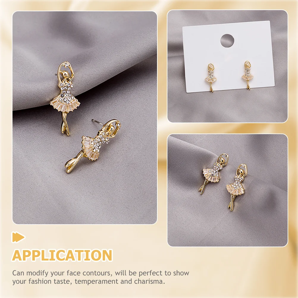 Серьги-гвоздики для танцевальной девушки с кубическим цирконием микро