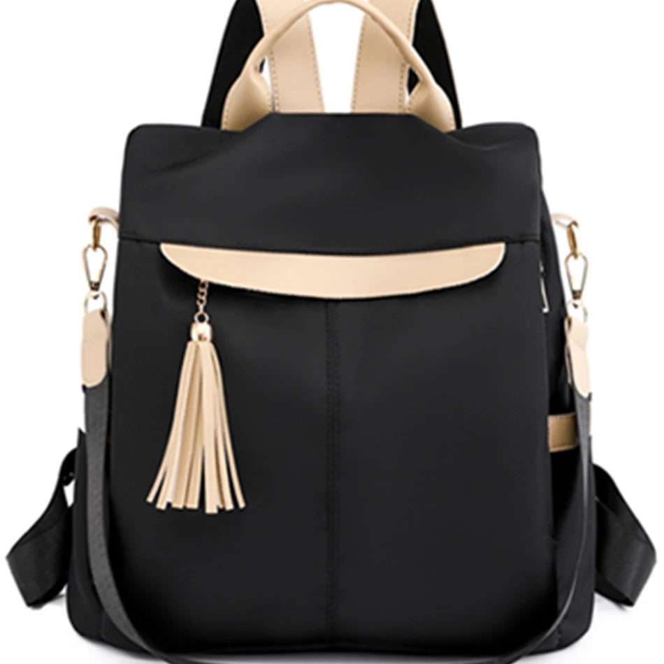 

Casual Simple Style Women Multifunctional Anti-theft Backpack Large Capacity Nylon Shoulder Bag Travel Knapsack School Bookbag
