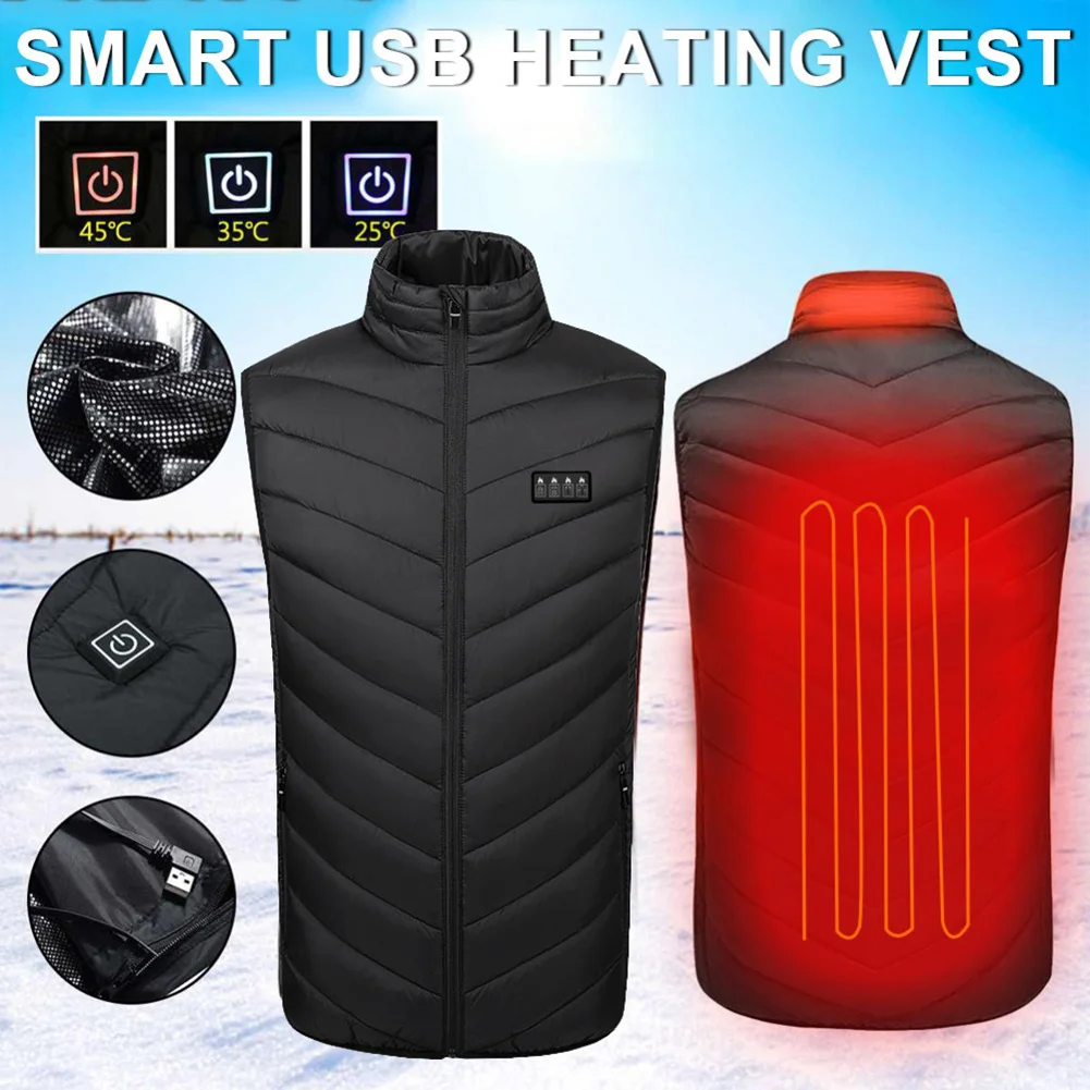 

17 Areas Thermal Vest Body Warmer for Outdoor Skiing Fishing Hiking Men Women Fast Heating Electric Thermal Waistcoat Clothes