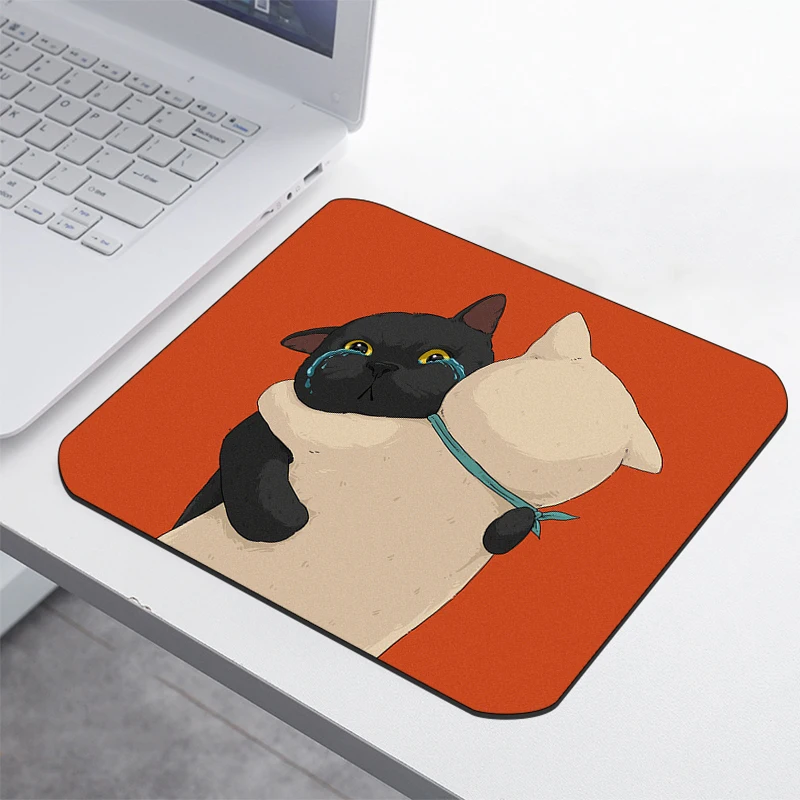 

Игровой коврик для мыши, черный и белый, милый кот, компьютерные аксессуары, ПК, геймерский коврик для мыши, пользовательские игровые коврик...