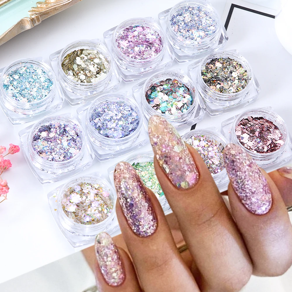 12 шт. набор блесток для нотей шестигранники маникюр ногтей блёстки новинки все