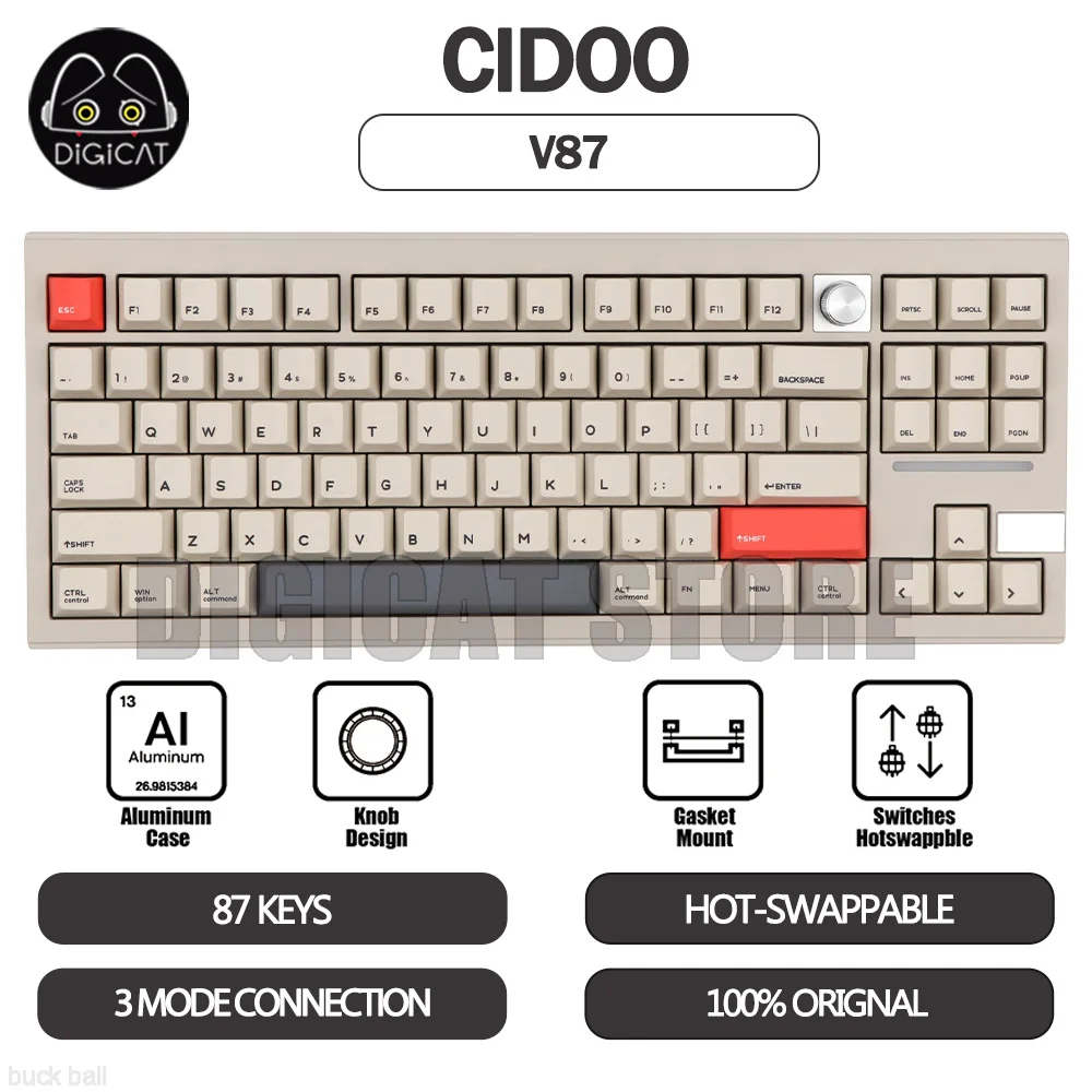 

Cidoo V87 Mechanical Gamer Keyboard 87 Key 3 Mode 2.4G/USB/Bluetooth Wireless Keyboard Hotswap RGB Backlit Gaming Keyboad Gifts