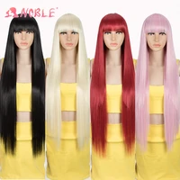 noble star red brown long straight synthetic wigs for women party lolita blonde wigs with bangs heat resistant cosplay hair