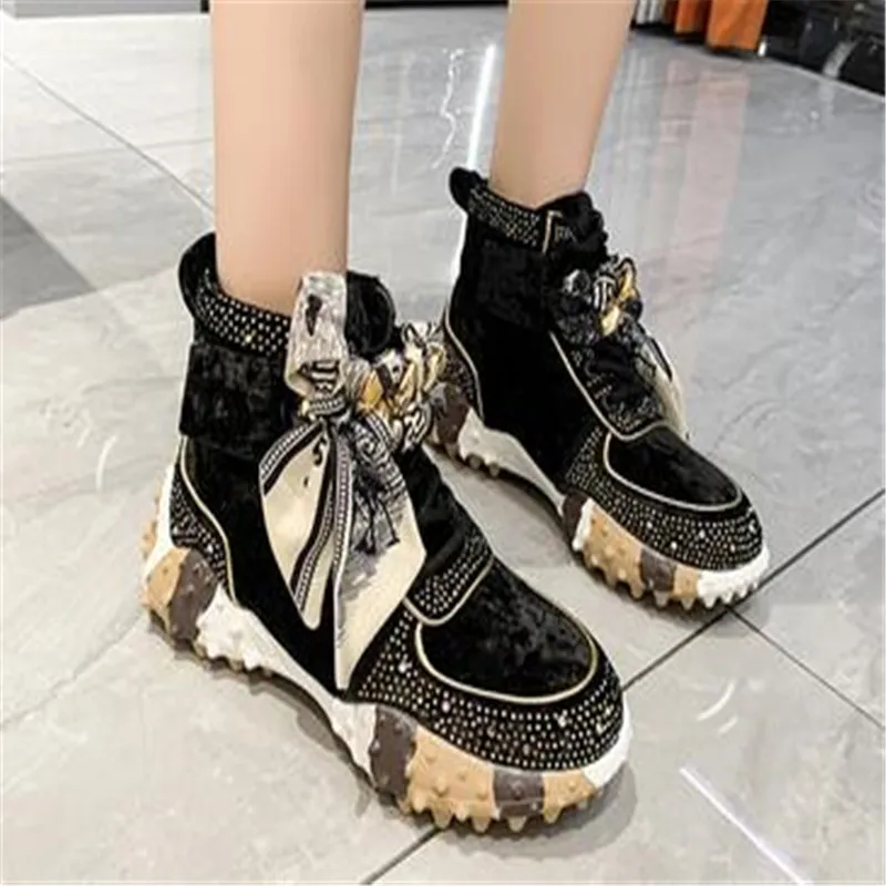 

Женские кожаные кроссовки со шнуровкой, модная повседневная обувь, высокие кроссовки с вулканизированной подошвой, универсальная обувь на плоской толстой подошве в стиле интернет-знаменитостей