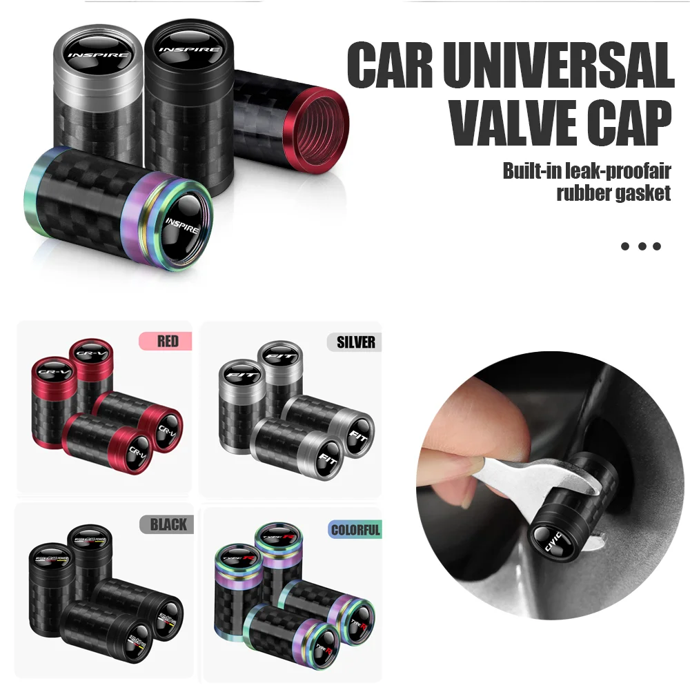 

4PCS Car Tire Valve Stems Cap Aluminum Tire Wheel Stem Air Valve Cap For Honda fit CR-V CIVIC Accord 7 Jazz Mugen UR-V Type R