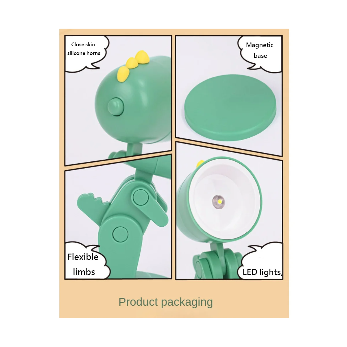 

LED Night Lights Cartoon Animal Folding Desk Lamp Cute Pet Lights Shape Eye Protection Lamp, Green Rabbit