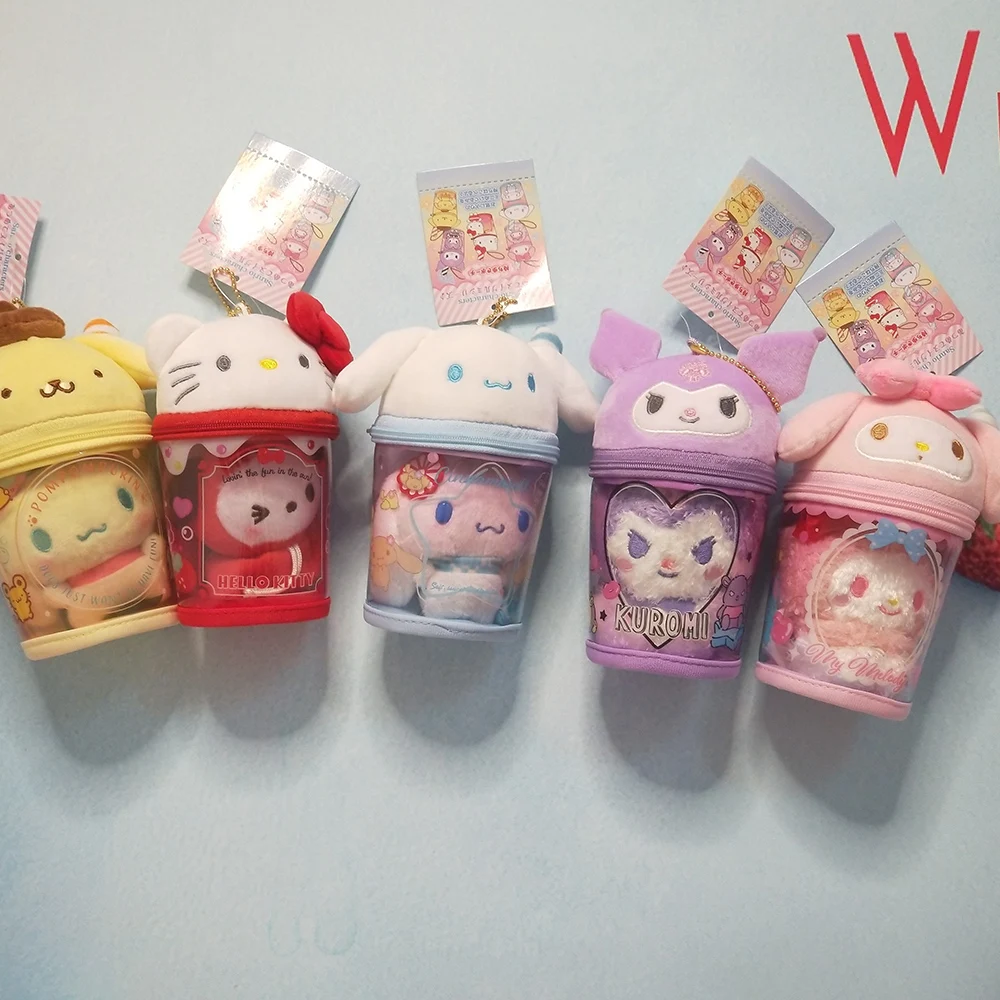 

Sanrio Cinnamoroll Kuromi Hello Kitty My Melody Plush Doll Bag Pendant Decor Pudding Dog Juice Cup Bag Coin Storage Girl Gifts