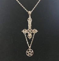 2022 new hot sale fashion trend jewelry retro gothic pentagram heart cross pendant accessories necklace