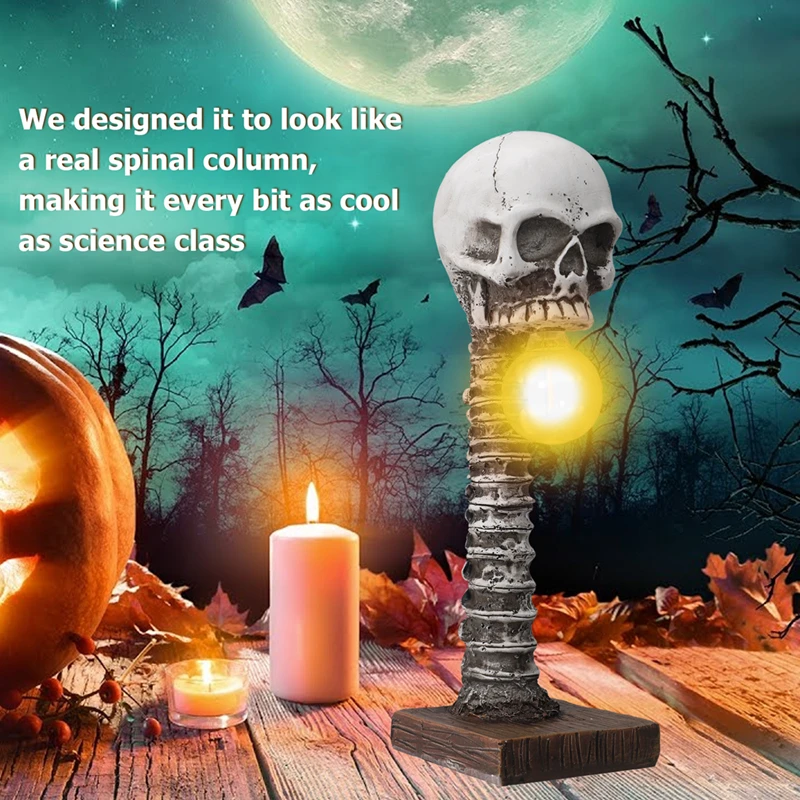 Полимерная настольная лампа в виде черепа скелета позвоночника ужасная 3D статуя