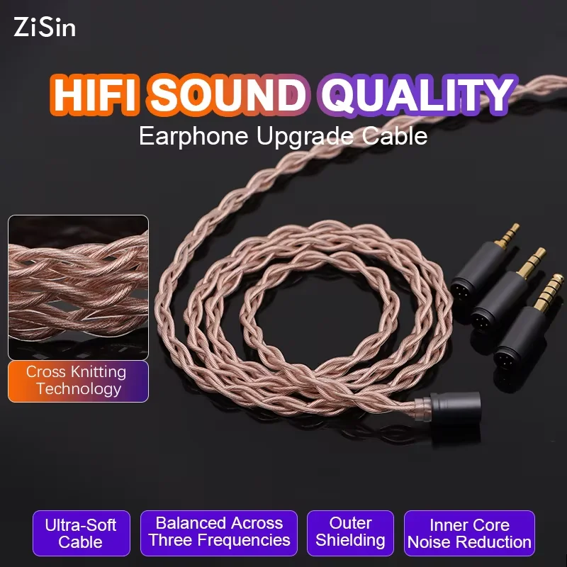 ZiSin-13 4-ядерный кабель для обновления наушников DIY Litz с модулиностью IE900 2PIN MMCX 4PIN XLR