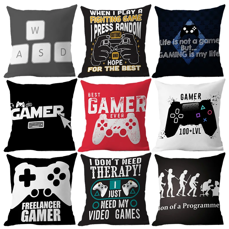 

Gamer Pillowcases Game Controller Throw Pillow Case Bedroom Sofa Car Decorative Cushion Covers