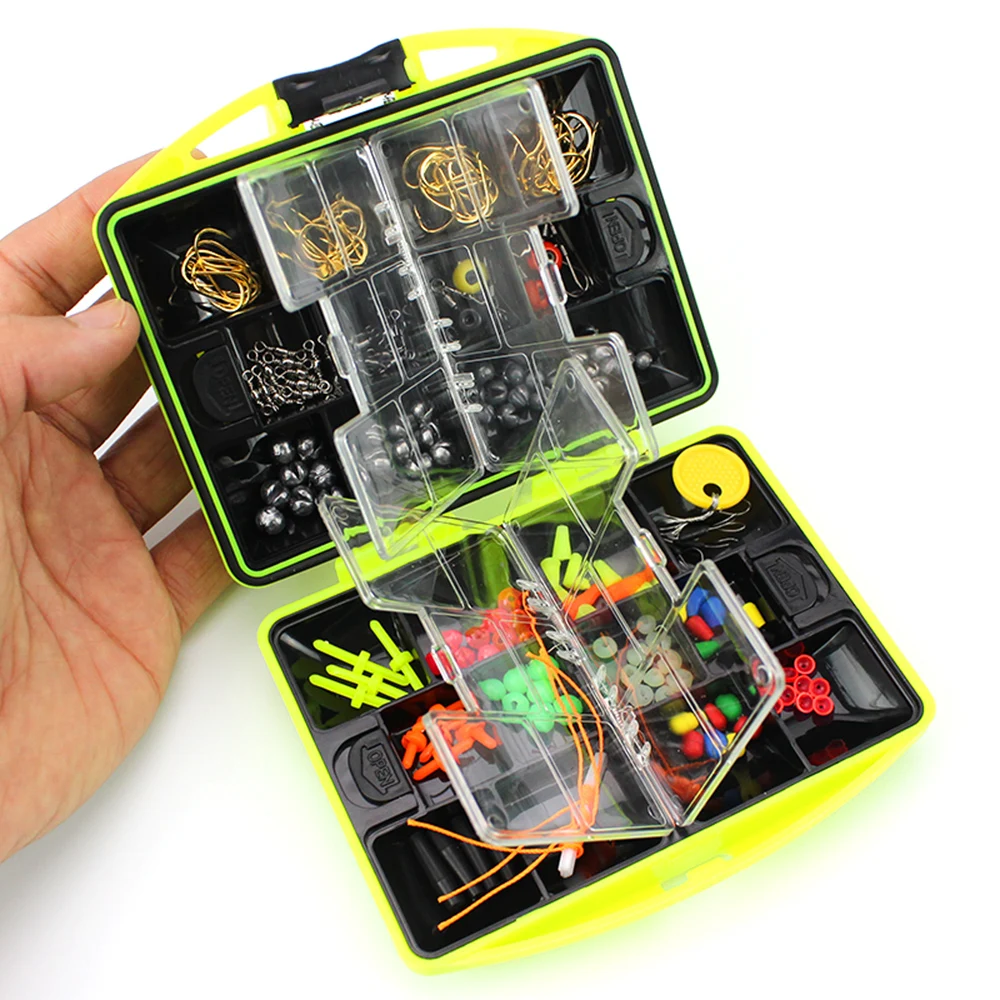 190 Pcs Fishing Accessories Kit Including Hook Sinker Weights Fishing Swivels Snaps Fishing Line Beads  Set with Tackle Box enlarge