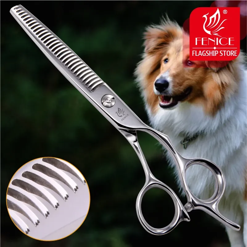 

Fenice Professional Japan 440c 6.5 inch pet dog grooming thinning scissors toothed blade shears thinning rate about 35%
