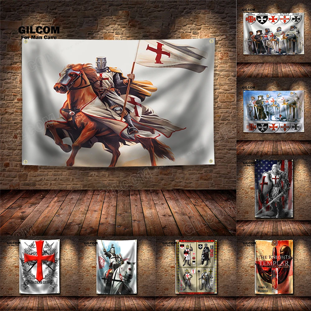 Рыцари, темплары, баннер, флаг, Доспехи Бога, храм, США, плакат, настенный художественный декор, винтажный значок, мужской стиль, паб, клуб, бар Рыцари, темплары, баннер, флаг, Доспехи Бога, храм, США, плакат, настенный художественный декор, винтажный значок, мужской стиль, паб, клуб, бар