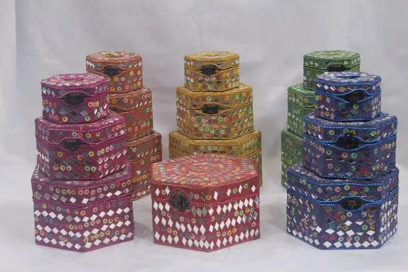 

Индийская ручная работа зеркальная и Bocuklu 3'lü Alpaka Box Hediyelik