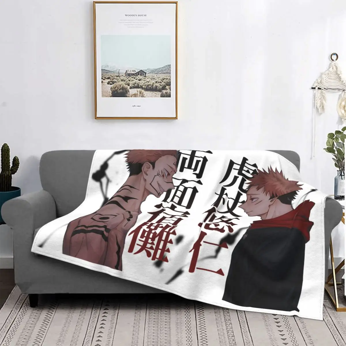 

Sukuna Yuuji Blanket Flannel Print Jujutsu Kaisen Anime Manga Portable Ultra Warm Blanket for Bed Outdoor Rug Sheet