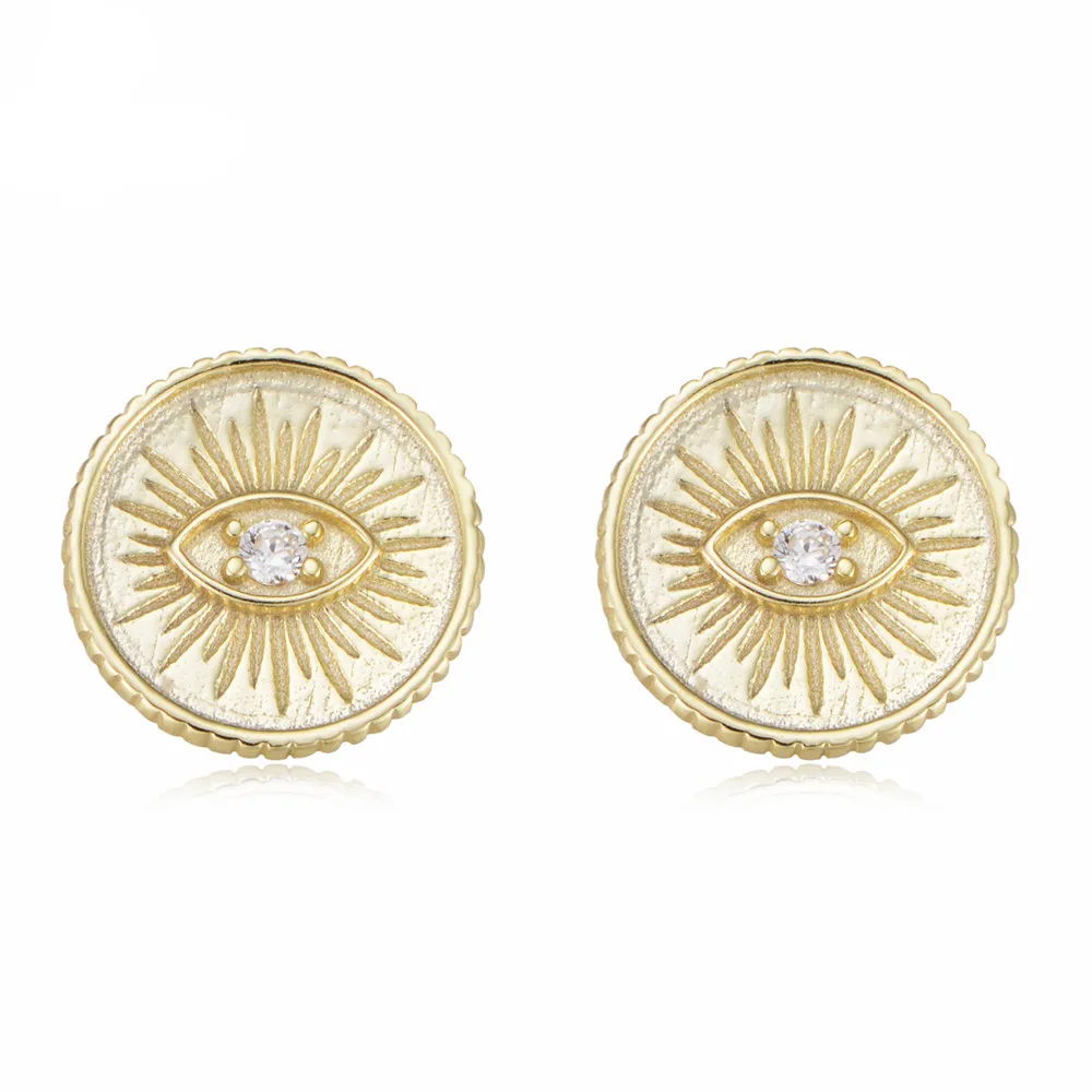 

Trendy Fashion 925 Silver Custom Coin Amulet Earrings Turkish Eye Jewelry