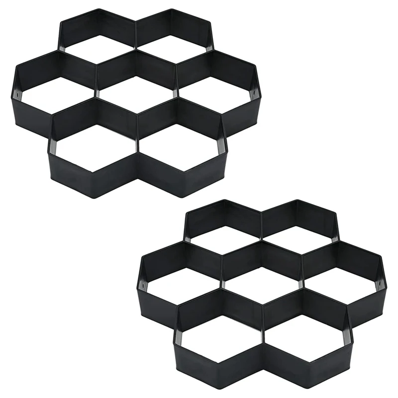 

2 Pack Hexagon Pavement Mold, Patio Paving Mold Reusable Walk Path Maker For DIY Garden Concrete Path