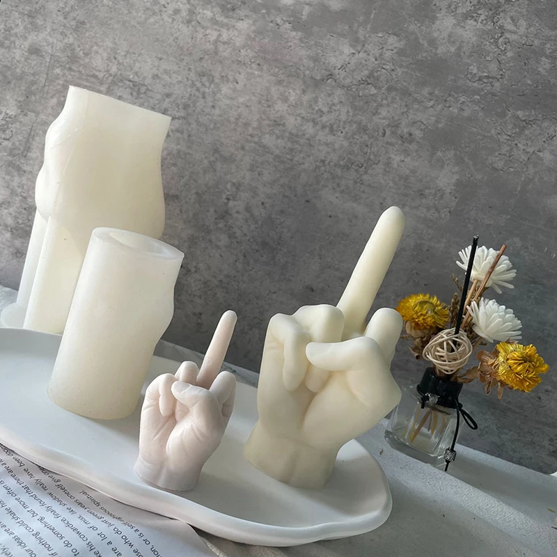 

DIY Middle Finger Candle Silicone Mold Aromatherapy Gypsum Candlestick Ornament Handmade Scented Candle Soap Home Decoration