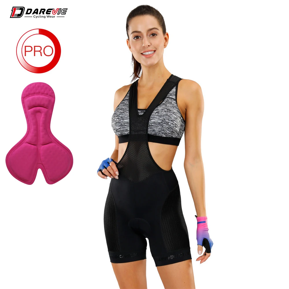 DAREVIE Women Cycling Bib Shorts Pro Women's Cycling Shorts 1/3 Super Short Summer Soft 3D Sponge Shockproof Pad 6 Hour Riding