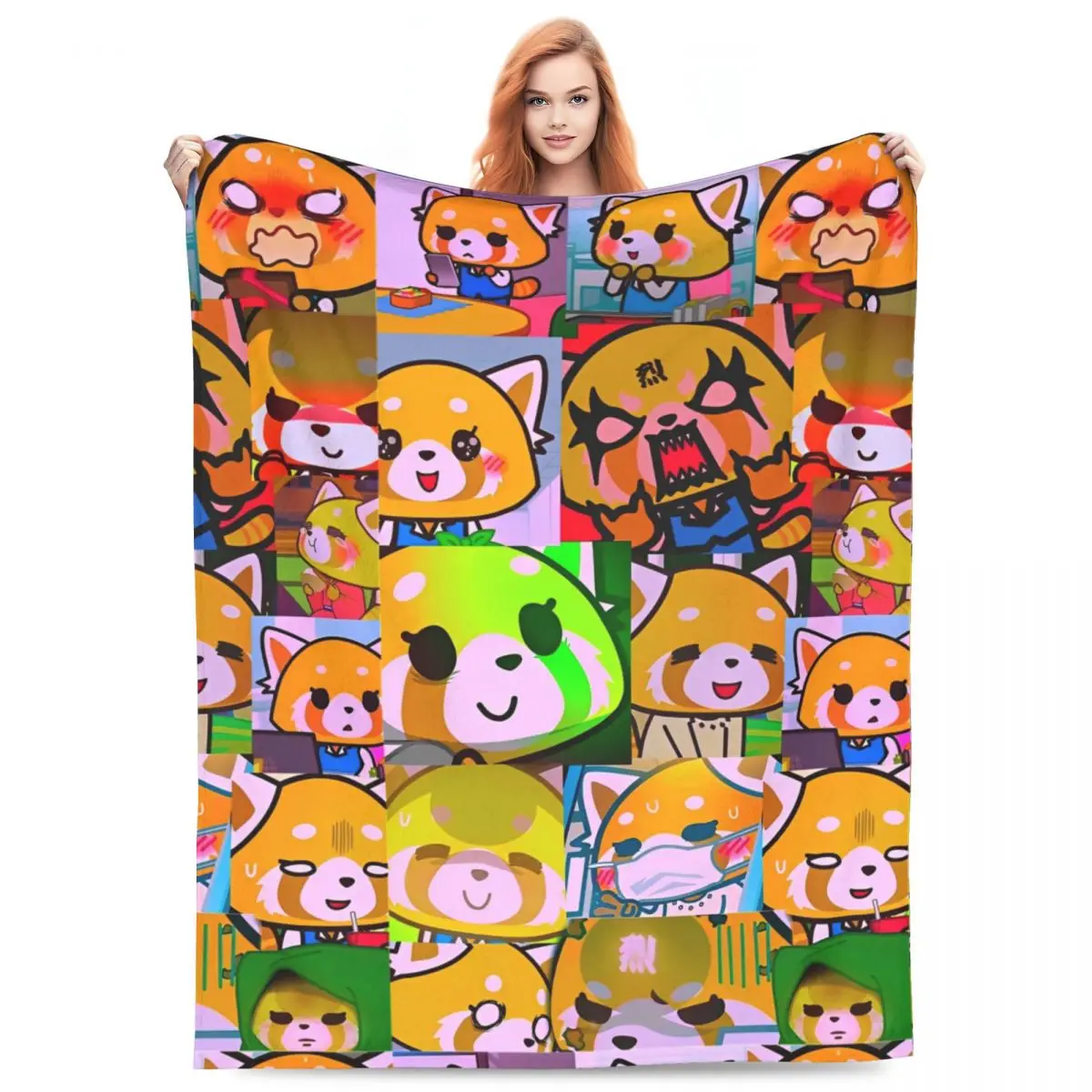 Sanrio аниме Aggretsuko теплые мягкие одеяла для путешествий и офиса плюшевое одеяло