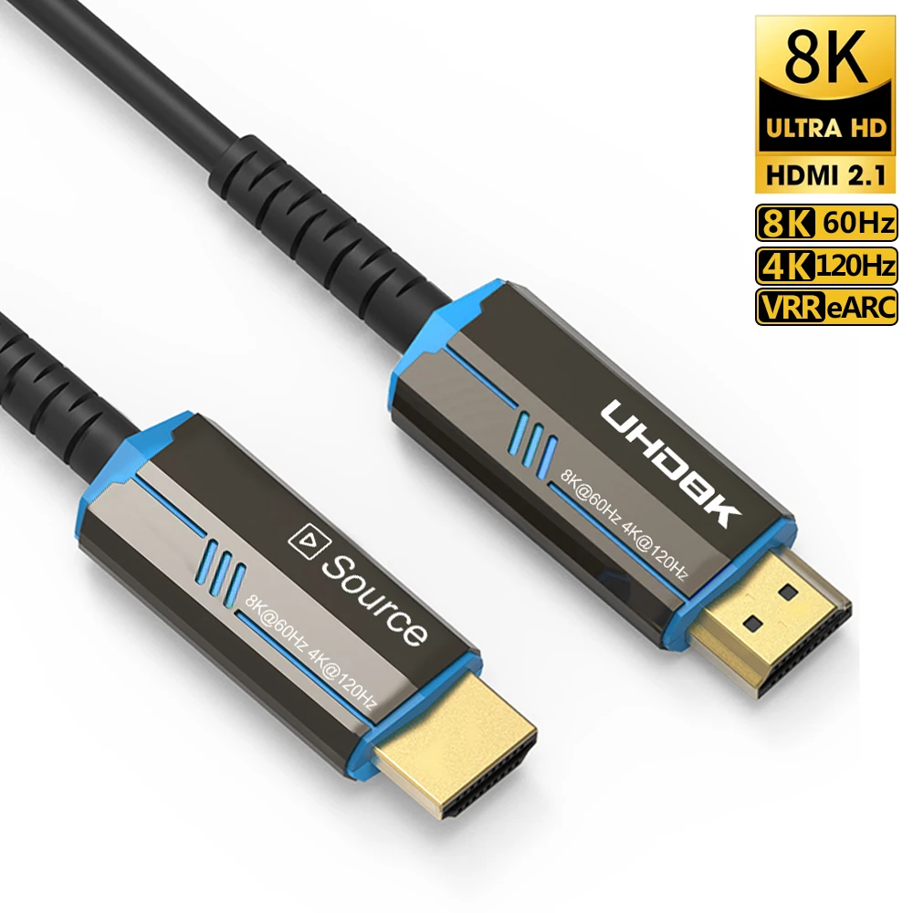 

8K HDMI Fiber Optic Cable 8K 60Hz 4K 120Hz Ultra High Speed 48Gbps HDR eARC HDCP HDMI2.1 Optical Fiber Cables For TV 1m 2m 3m 5m