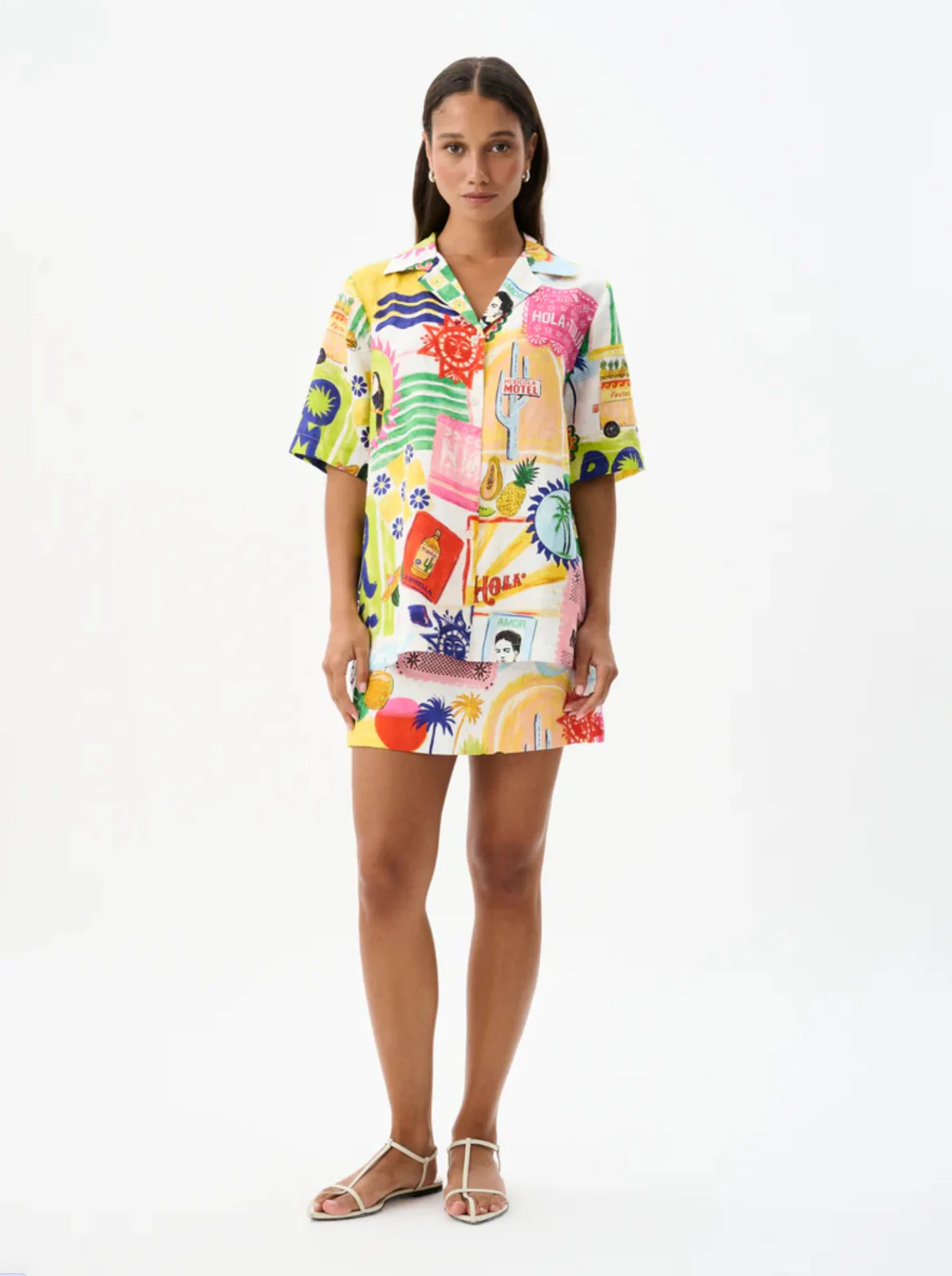 Женский пляжный комплект из 2 предметов Повседневная Блузка с коротким рукавом и