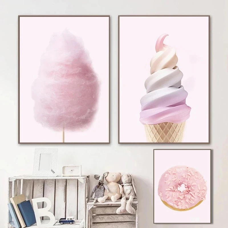 

5D Diy Diamond Painting Nordic Style Donut Ice Cream Cotton Candy Cross Stitch Diamond Art Embroidery Mosaic Girl Room Decor Gif