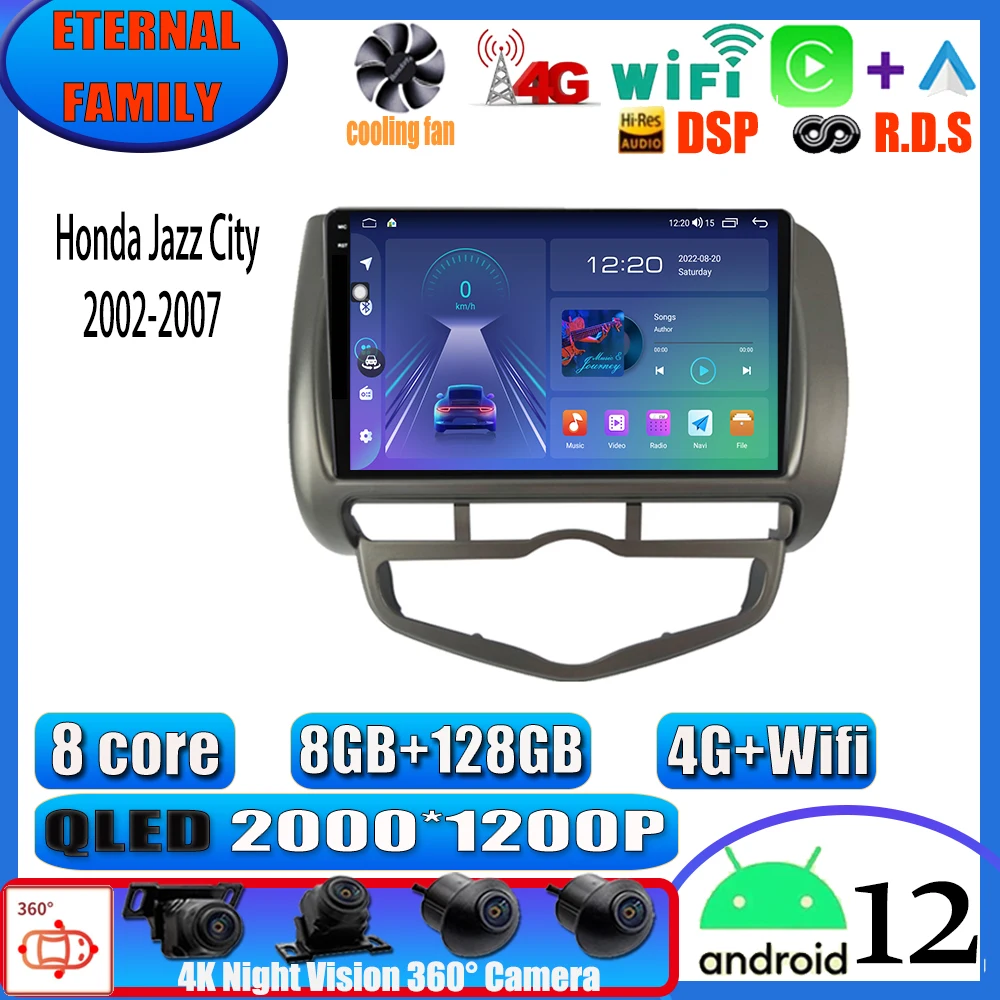 

Автомагнитола на Android 10 для HONDA JAZZ City 2002-2007, стерео, мультимедийный проигрыватель для аудио и видео, Автомагнитола для Carplay, 2Din, DVD, головное устройство