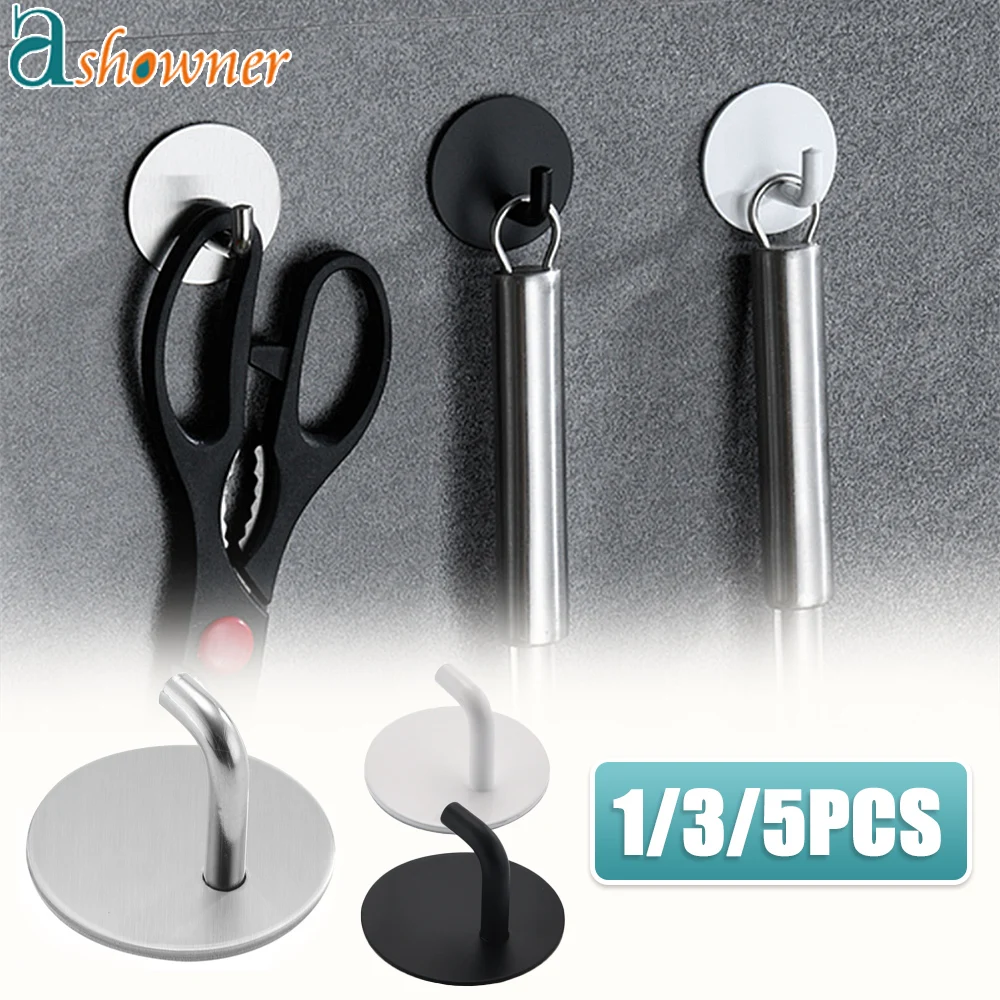 

Wall Hook Towel Hook for Bathroom Rustproof Hanger Hook Stainless Steel Coat Hook Key Umbrella Kitchenware Storage Hook 1/3/5PCS