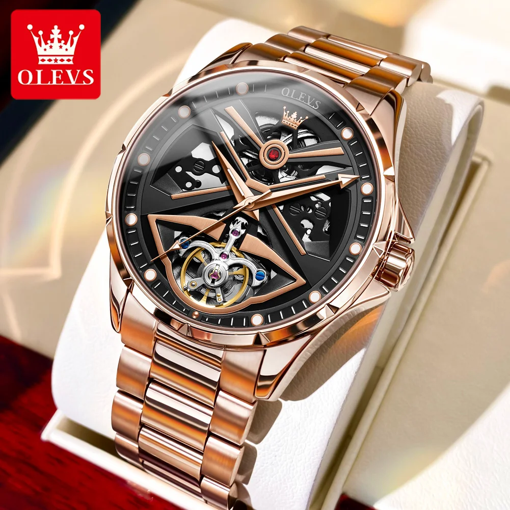 

OLEVS Luxury Brand Sports Automatic Mechanical Watch Man 42MM Dial Wristwatch Waterproof Fashion Male Wristwatch Skeleton 6655