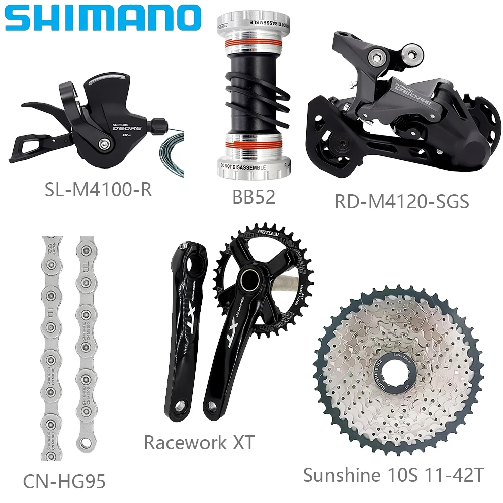 SHIMANO M4100 10-скоростные комплекты переключателей KMC X10/HG95 цепная система Racework XT