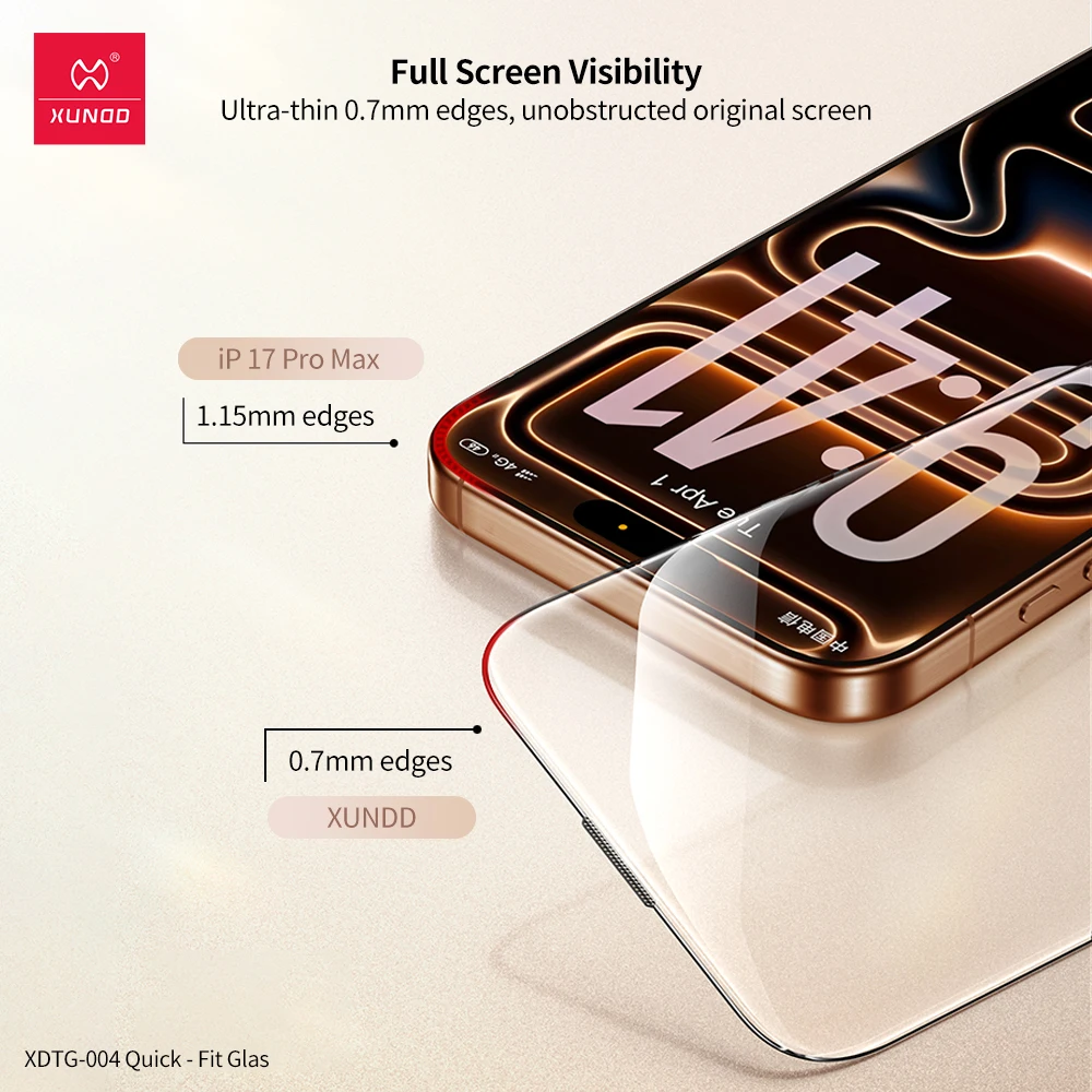 Фото Защитная пленка из закаленного стекла Xundd для iPhone 17 Pro Max для iPhone 17 Air 17 Pro, полное покрытие с защитой от царапин, быстрая установка №2