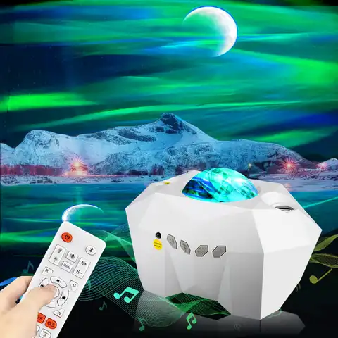 Светодиодный проектор Aurora Borealis Mood Galaxy проектор Звездное небо музыка Луна Туманность проекция для спальни лазерное украшение ночник